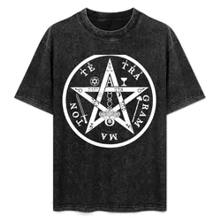 Tetragrammaton pentagram star T-Shirt Simple Solid Color Crew Neck Tee