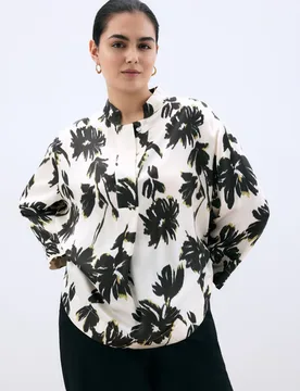 Blusa de mujer flores con cuello mao - Couchel - FashionsVida