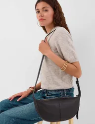 Leather Sling Cross Body Bag Black female