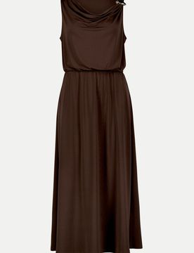 Midikleid mit Wasserfallausschnitt Braun 38
