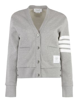 Logo-Detail Striped Cotton Cardigan