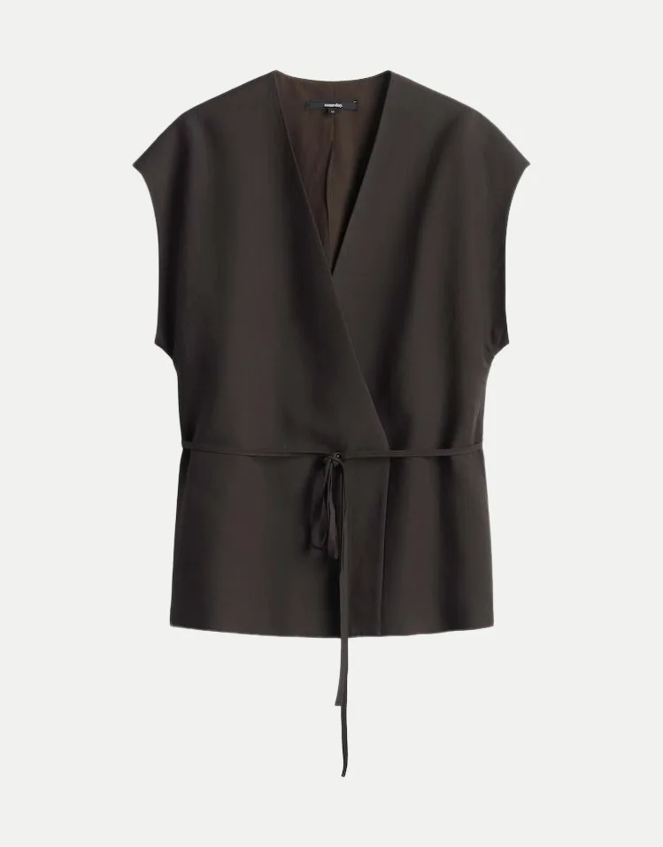 Leinenweste mit Bindedetail Varyn Braun 38 - someday - FashionsVida