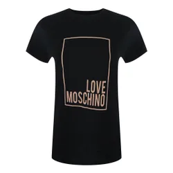 Womens Love Pink Box Logo Black T-Shirt Cotton - Size Large