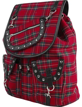 Rucksack - Red Tartan Backpack - für Damen - schwarz/rot - Frauen - female - Banned Alternative - FashionsVida