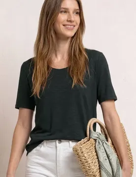 Kurzarm Shirt mit Knotendetail female Grün