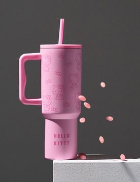Bicchiere termico con manico e cannuccia Hello Kitty - multicolor