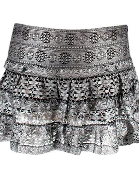 Silver Crochet Tiered Mini Skirt - Isabel Marant - FashionsVida