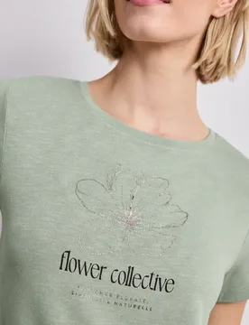 T-Shirt mit Rundhals und Artwork female Grün - Street One - FashionsVida