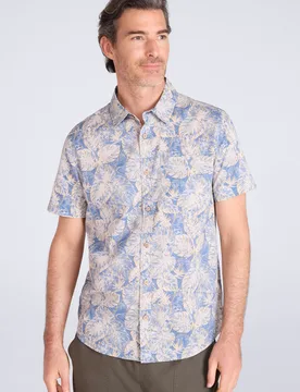 Tropical Printed Mens Short Sleeved Shirt - Blue - Blue - Size: 4XL - Mountain Warehouse - FashionsVida