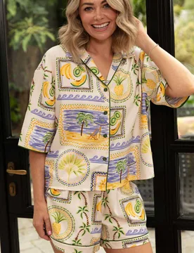 Cotton Modal Postcard Print Shortie Set Multi female - Cyberjammies - FashionsVida