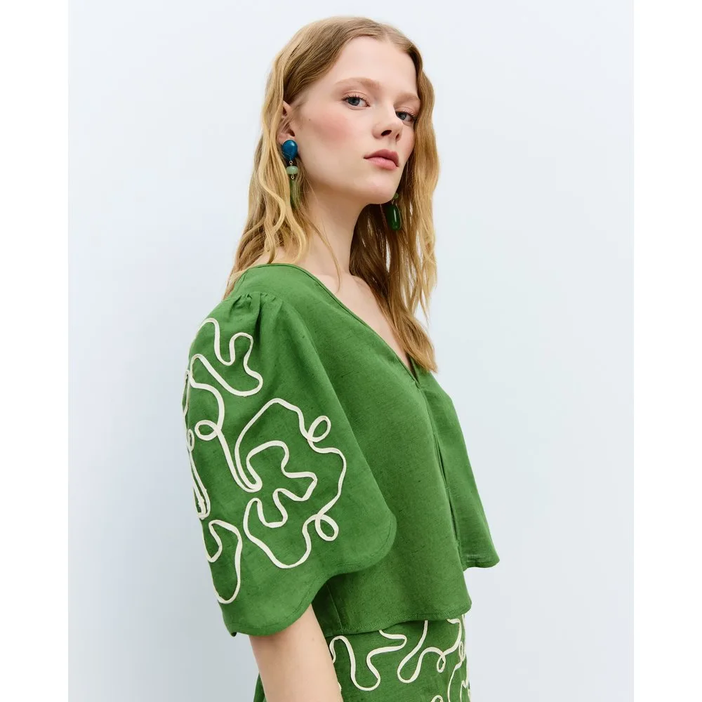 Blusa de mujer de manga corta con bordados - Tintoretto - FashionsVida