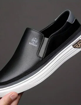 Este zapato tiene una caja de dedos talla grande grande y es de talla grande.]Zapatillas deportivas versátiles sin cordones para hombre, diseño de d - Shein - FashionsVida