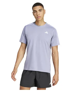 Own The Run 3 Stripes Short Sleeve T-shirt Silver Violet XL Men - Adidas - FashionsVida