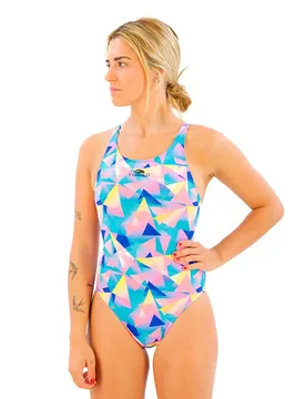 Geo Galaxy Swimsuit Pink S Women - TURBO - FashionsVida