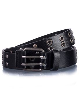 Ceinture grainée Noir œillet noir 95cm
