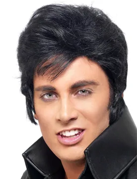 Elvis Perücke mit Koteletten Lizenzware schwarz - RUBIES NL - FashionsVida