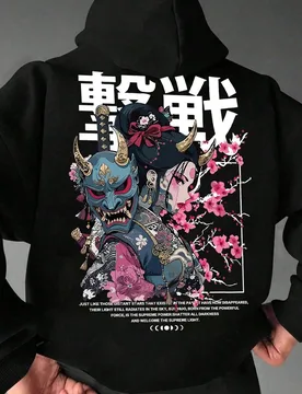 Sudadera con capucha casual y de moda para hombre, con estampado de personaje de anime japonés y bolsillo canguro con cordón, para uso diario y tray - Shein - FashionsVida