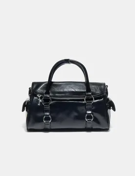 Umhängetasche mit Überschlag und Reißverschluss Schwarz OS - Stradivarius - FashionsVida
