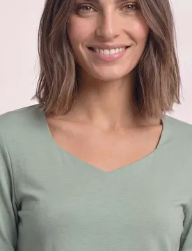 Langarm Shirt mit Carré Ausschnitt female Grün - Street One - FashionsVida