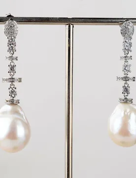 Natural Cultured White Baroque Pearl White Golden Plated Earrings - Aliexpress - FashionsVida