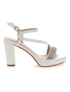 Sandali Bianchi con Tacco Alto e Fascia con Glitter P542 38 - FIRST LADY - FashionsVida
