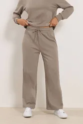 Petite Wide Leg Joggers Pants - Light Brown - Size: 18