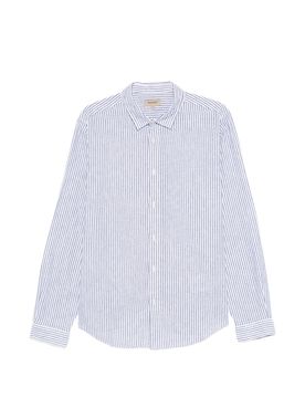 Striped Cotton-Linen Long-Sleeve Button-Down Shirt