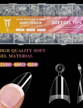 Piezas M Puntas de uñas postizas de forma almendrada de media cobertura mate, pegatinas de uñas de gel suave ultra cortas de forma almendrada adecua - Shein - FashionsVida