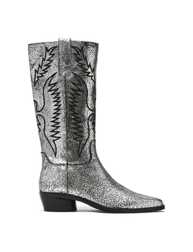 Womens Leather Trevi Boot Silvers - Silver - Size Uk 8 - Steve madden - FashionsVida