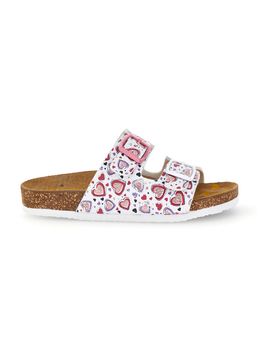 Ciabatte bianche con stampa cuori rosa 257A206SR 32