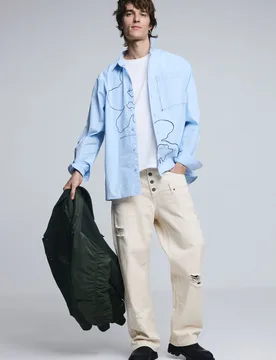 Pantalon double taille déchiré WHITE 38 male - Desigual - FashionsVida