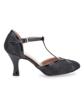Scarpe da ballo nere con cinturino a T e tacco svasato 6325 36