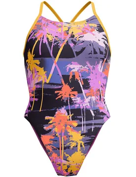 Allover digital lattice tie-back bañador natación mujer Rojo (30) - Speedo - FashionsVida