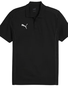 Mens Logo Pique Polo Shirt (Black) - Size Large - Puma - FashionsVida