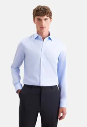 Shaped Business Hemd Uni Blau 45