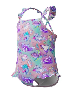 Digital Frill Thinstrap Swimsuit Neon Violet 4 Years Girls - Speedo - FashionsVida