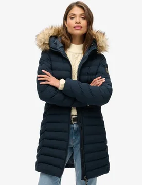 Superdry Damen Marineblau Steppmantel, Größe: 36 - Größe: 36 - 149.99 - FashionsVida