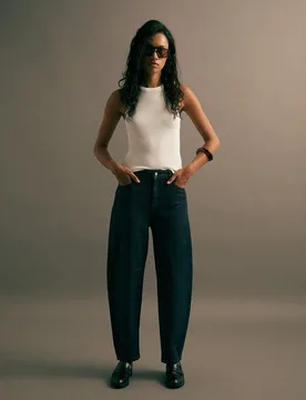 Pantalón vaquero de mujer barrel cintura - Sfera - FashionsVida
