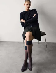 Pk 10 Denier Ladder Resist Matt Knee Highs Navy female