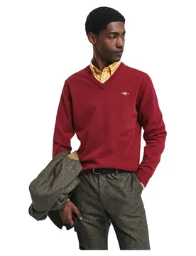 Maglione Con Scollo A V Superfine Lambswool Plumped Red M