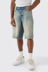 Herren Denim-Jorts mit doppeltem Bund in Hellblau Light Blue Größe 34