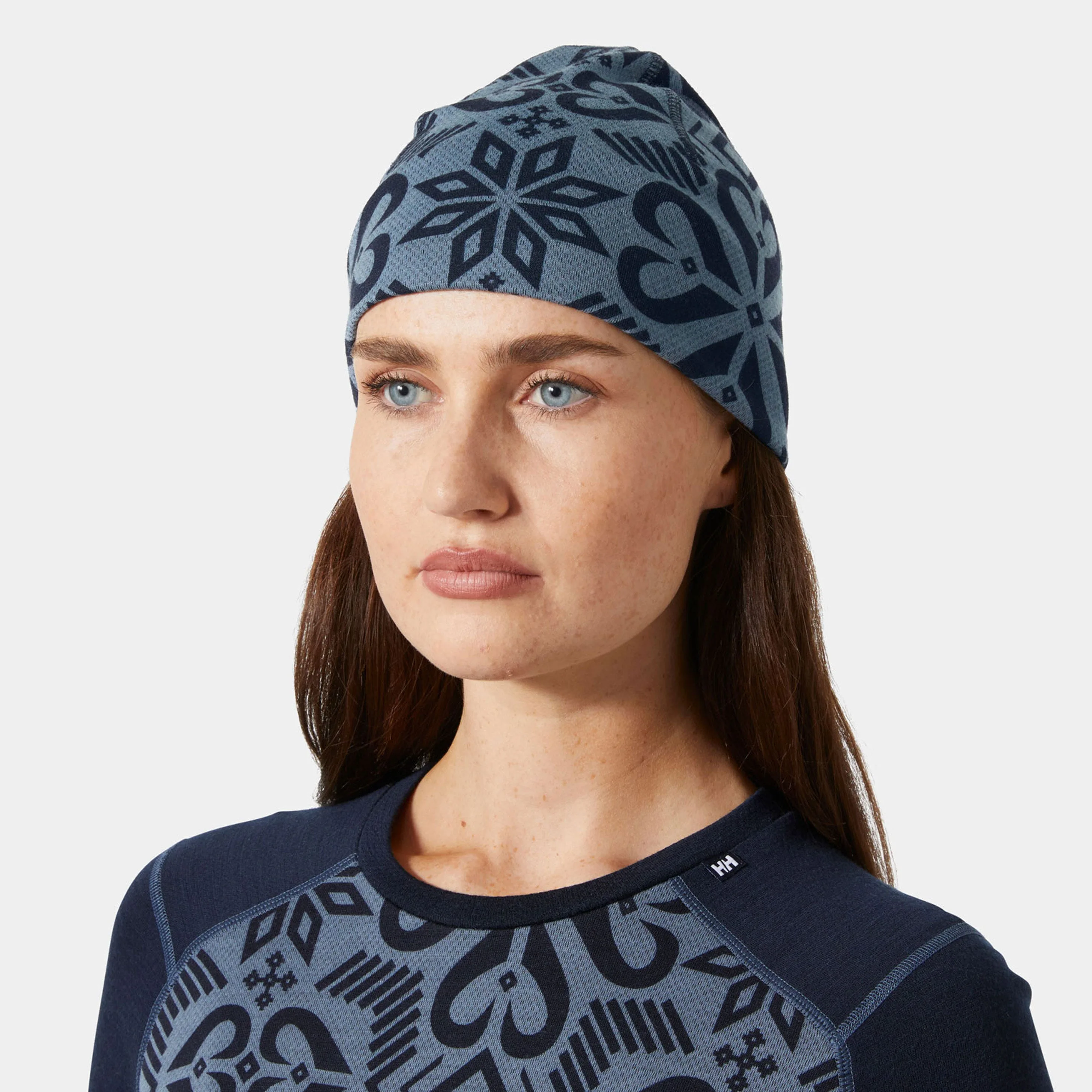 LIFA® Merino Beanie Navy STD - Navy Blue Nordic Aop - Unisex - Helly Hansen - FashionsVida