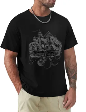 OctoShip Kraken Attacking a Ship T-Shirt Sports Casual Short Sleeve Cotton Tee - Aliexpress - FashionsVida