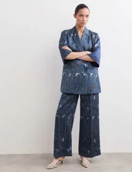 Printed Straight Leg Trousers Blue Mix female