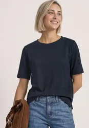 T-Shirt mit Rundhals und Struktur female Blau