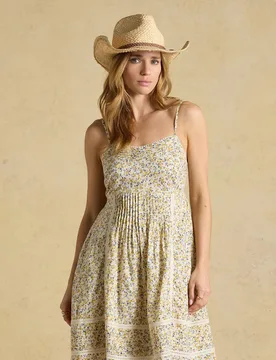 Pure Cotton Ditsy Floral Strappy Skater Dress Yellow Mix female - Joules - FashionsVida