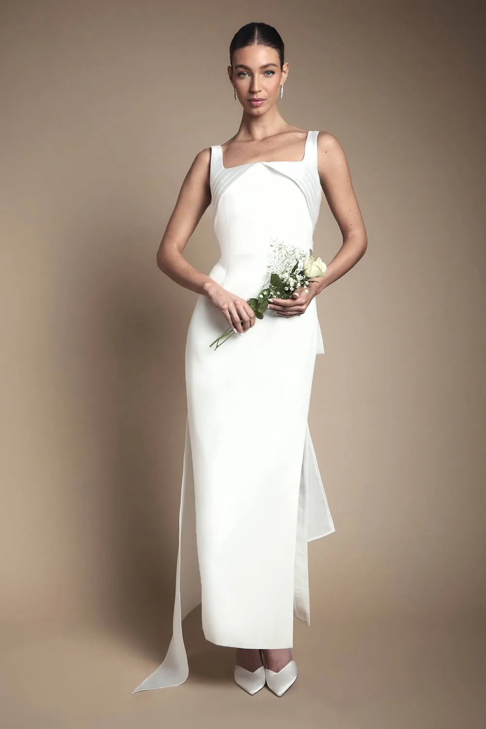 Bow Back Column Maxi Dress - Ivory - Size: 16 - Coast - FashionsVida