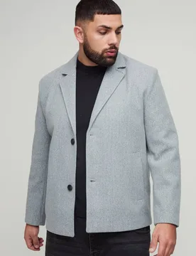 Men's Plus Boxy Oversized Overcoat Grey Size 2X-Large Grey XXL - boohooMAN - FashionsVida
