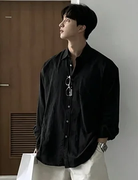 Camisa formal de manga larga negra para hombre, adecuada para ir al trabajo - Shein - FashionsVida