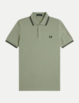Poloshirt mit Doppelstreifen Grün L